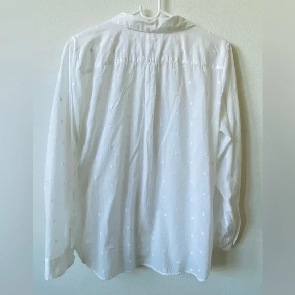 Loft White Button-Up Shirt with Embroidered Details L - Picture 2 of 2